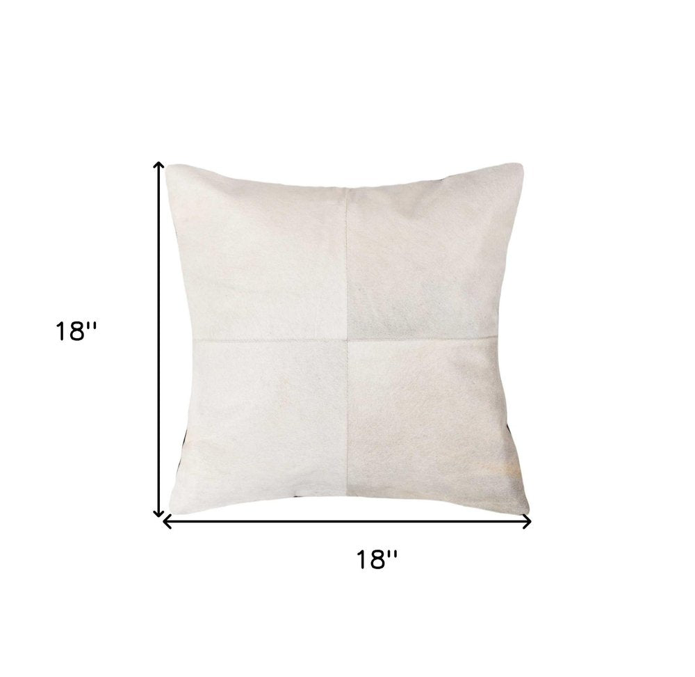 18" White Cowhide Throw Pillow — view 3