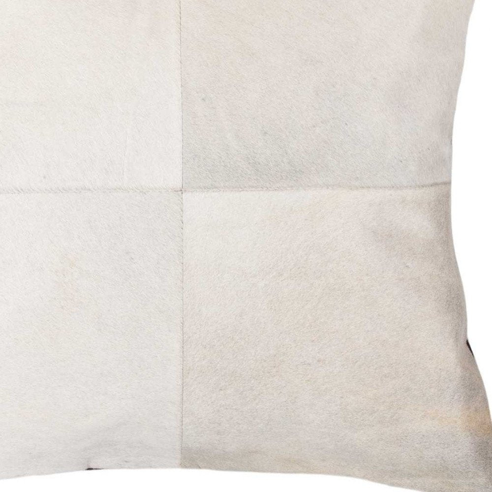 18" White Cowhide Throw Pillow HomeRoots