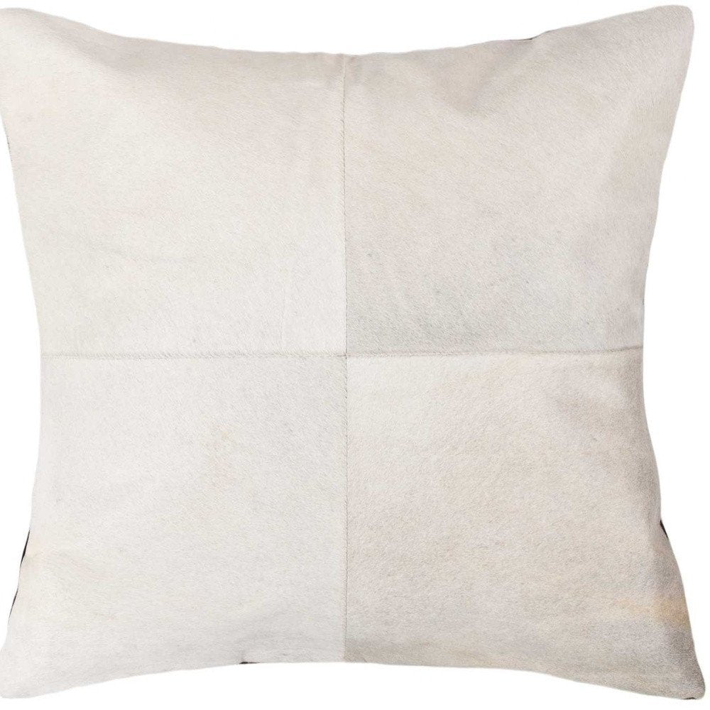 18" White Cowhide Throw Pillow HomeRoots