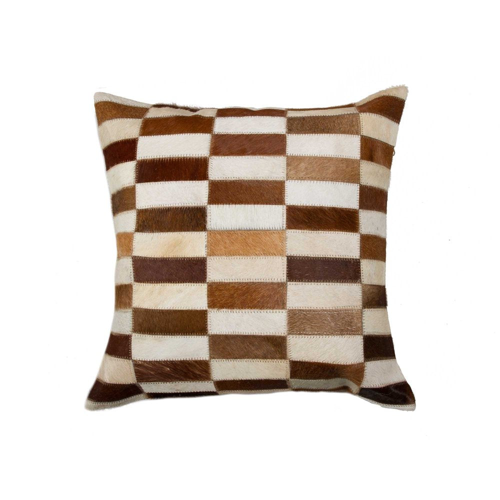 18" Brown and White Cowhide Throw Pillow HomeRoots