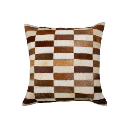 18" Brown and White Cowhide Throw Pillow HomeRoots
