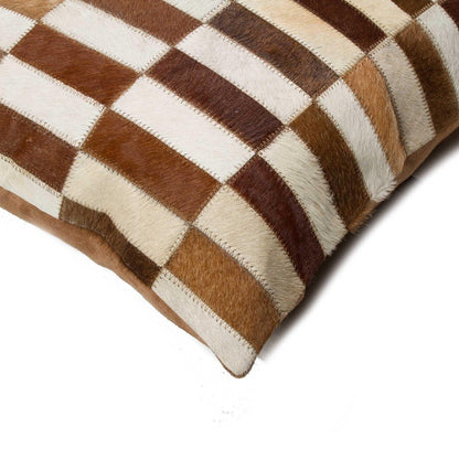 18" Brown and White Cowhide Throw Pillow HomeRoots