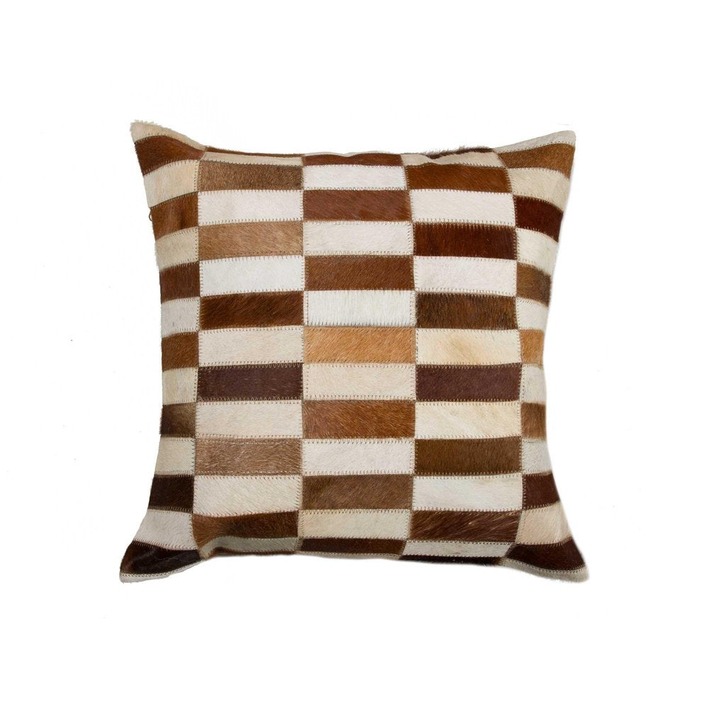 18" Brown and White Cowhide Throw Pillow — view 4