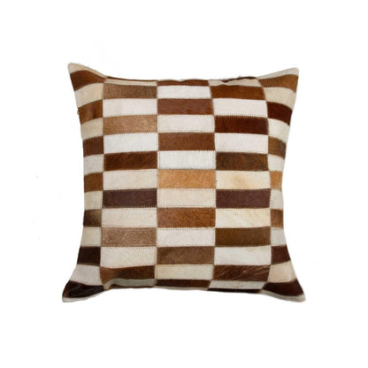18" Brown and White Cowhide Throw Pillow HomeRoots