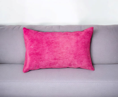 12" X 20" Fuschia Cowhide Throw Pillow