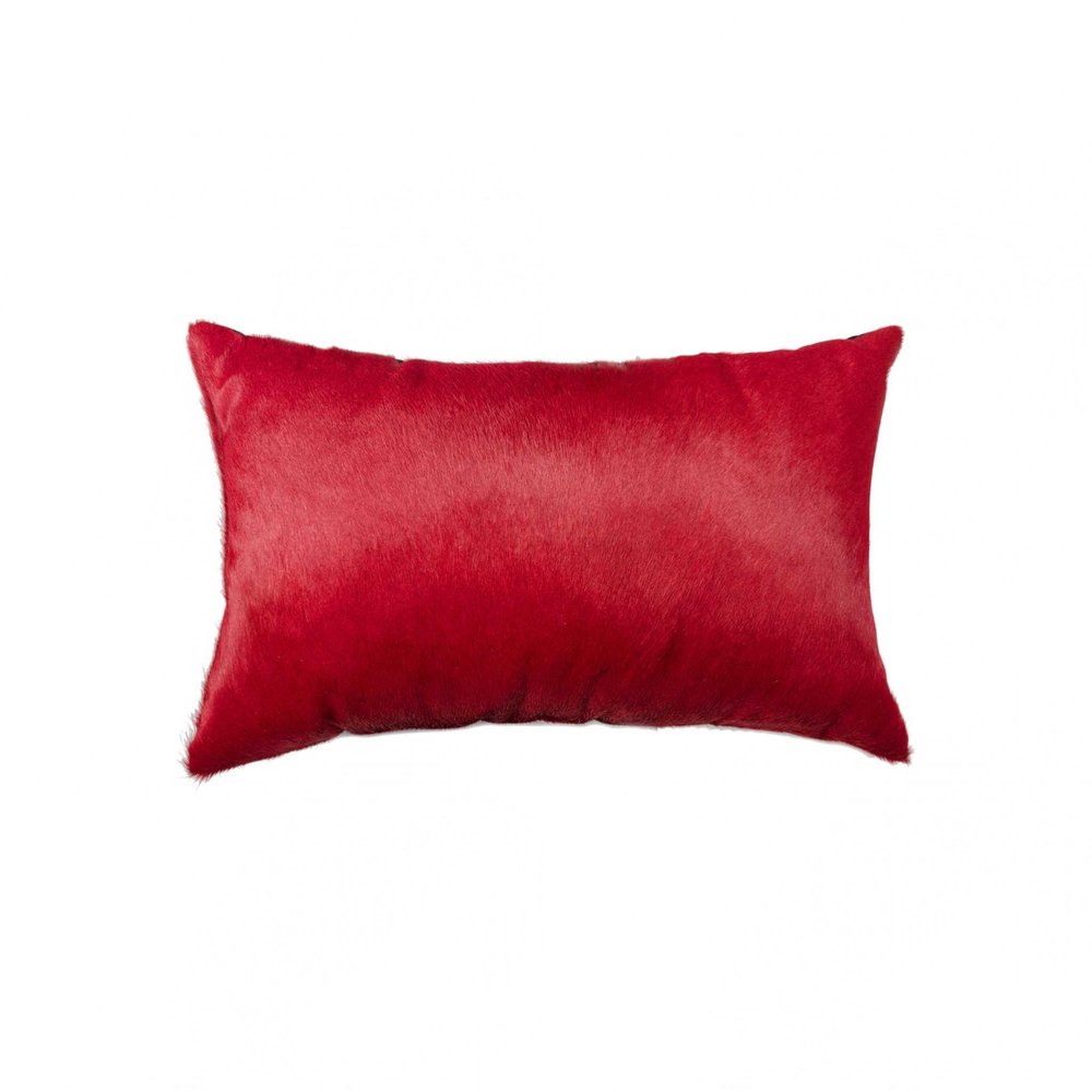 12" X 20" Wine Cowhide Lumbar Throw Pillow — view 1
