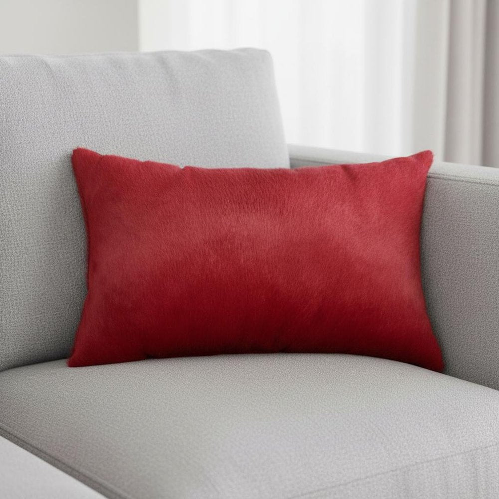 12" X 20" Wine Cowhide Lumbar Throw Pillow — view 6