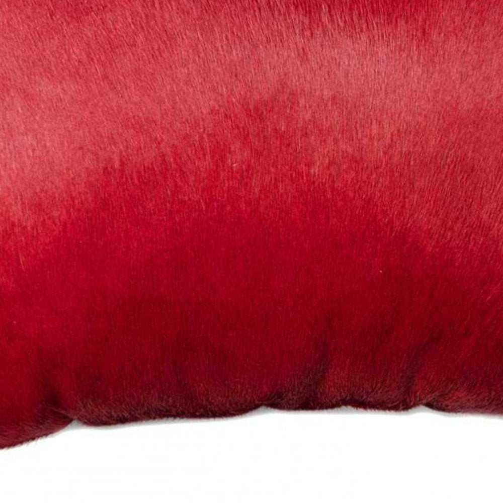 12" X 20" Wine Cowhide Lumbar Throw Pillow — view 3