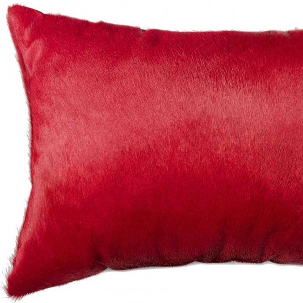 12" X 20" Wine Cowhide Lumbar Throw Pillow — view 4