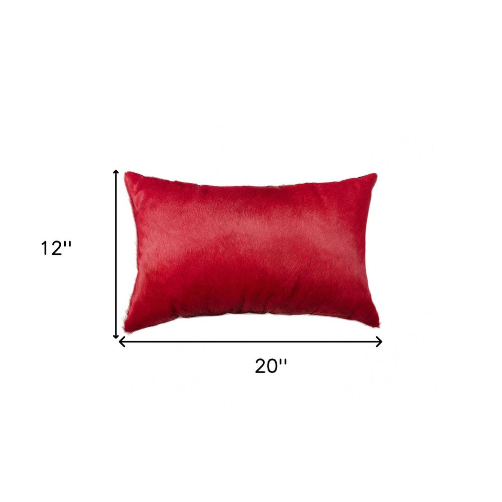 12" X 20" Wine Cowhide Lumbar Throw Pillow — view 5