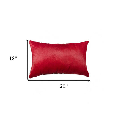 12" X 20" Wine Cowhide Lumbar Throw Pillow
