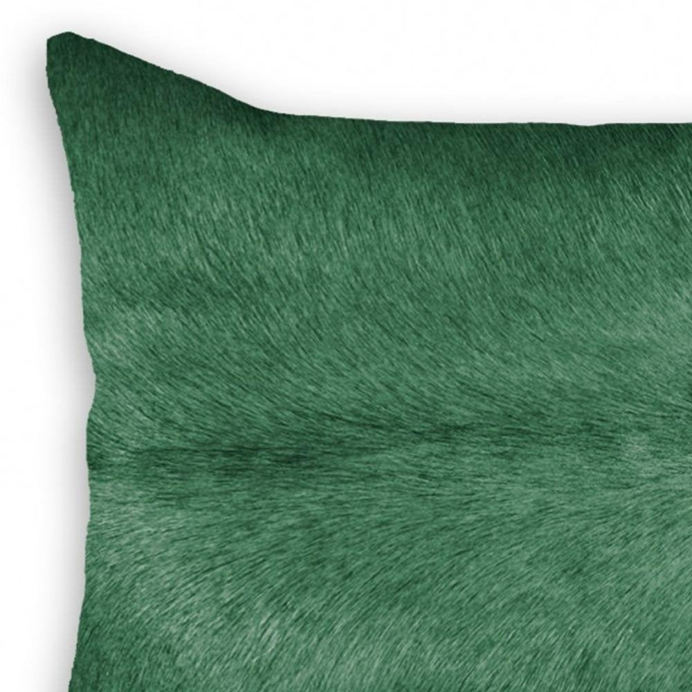 12" X 20" Green Cowhide Throw Pillow — view 3
