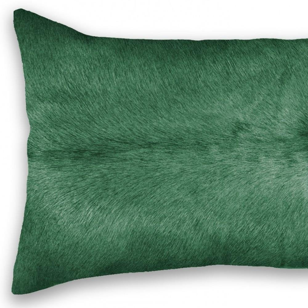 12" X 20" Green Cowhide Throw Pillow HomeRoots