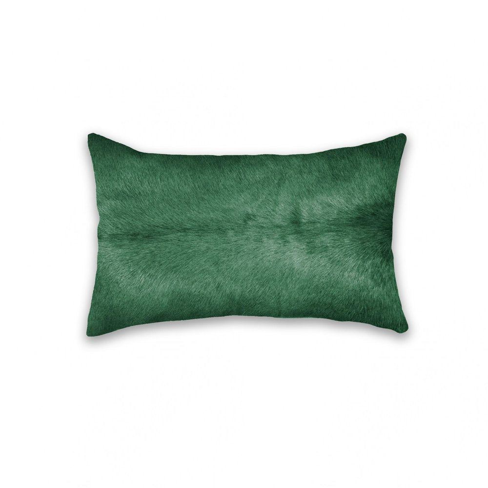 12" X 20" Green Cowhide Throw Pillow — view 1