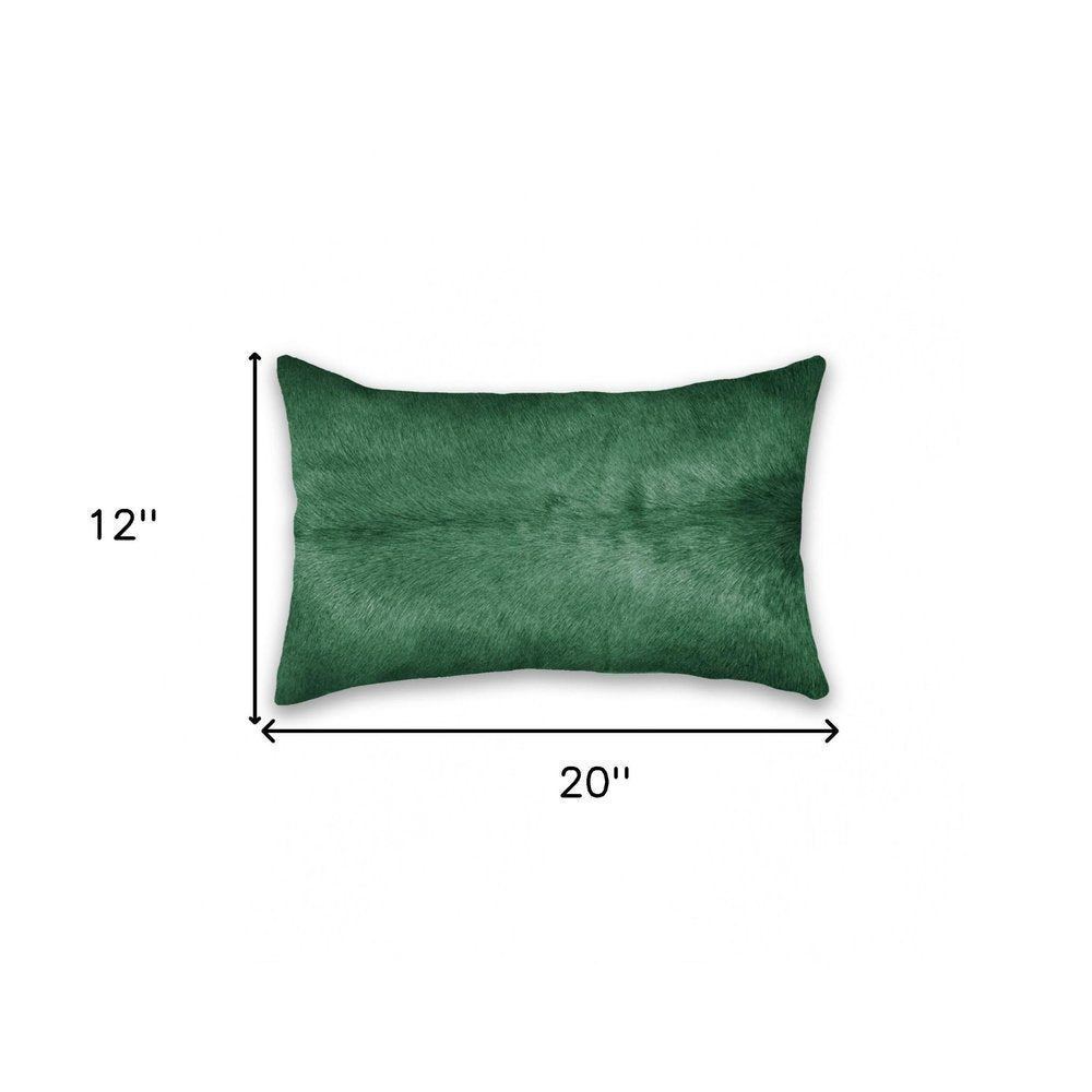 12" X 20" Green Cowhide Throw Pillow — view 5