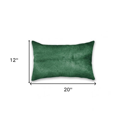12" X 20" Green Cowhide Throw Pillow HomeRoots