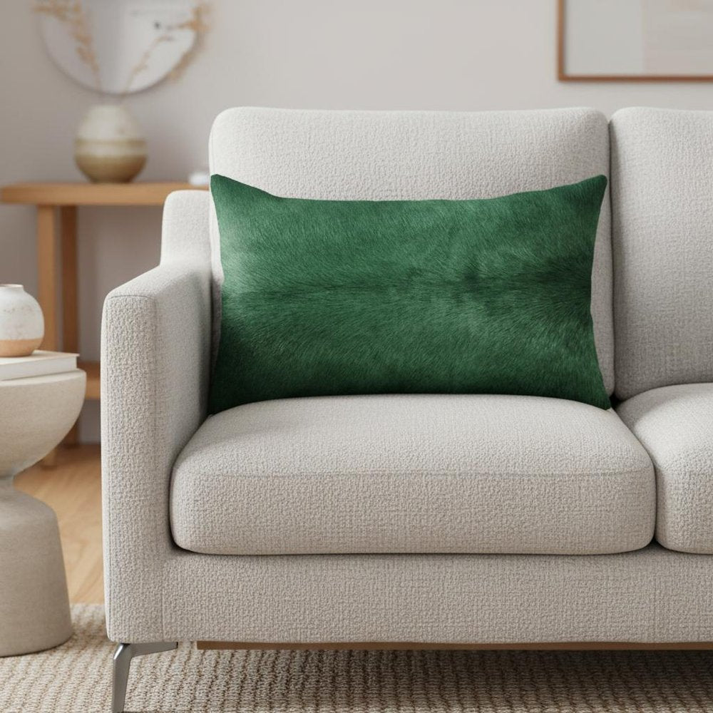 12" X 20" Green Cowhide Throw Pillow — view 6