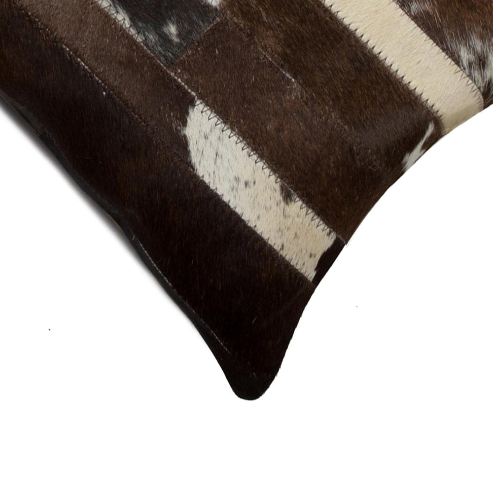 12" X 20" Brown Black And White Cowhide Throw Pillow — view 2
