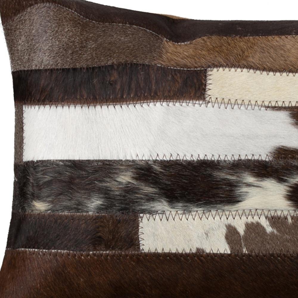 12" X 20" Brown Black And White Cowhide Throw Pillow — view 5