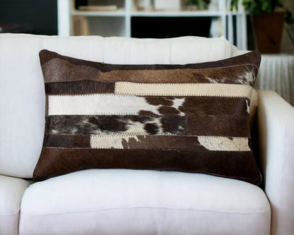 12" X 20" Off White Cowhide Pillow