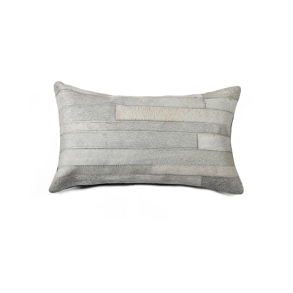 12" X 20" Gray Cowhide Throw Pillow HomeRoots
