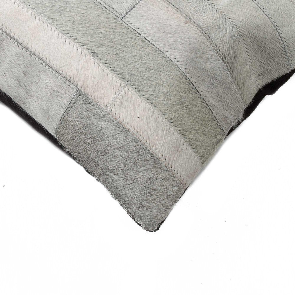 12" X 20" Gray Cowhide Throw Pillow — view 2