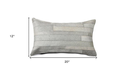 12" X 20" Gray Cowhide Throw Pillow HomeRoots
