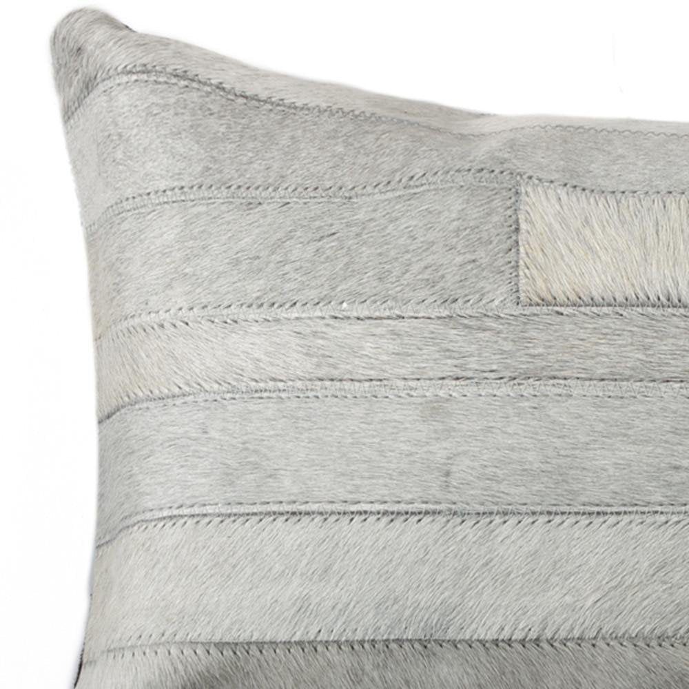12" X 20" Gray Cowhide Throw Pillow — view 3
