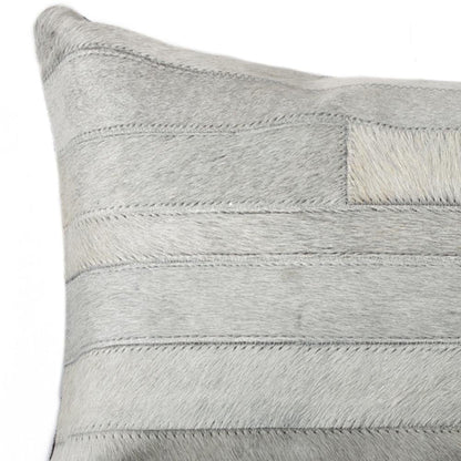 12" X 20" Gray Cowhide Throw Pillow HomeRoots