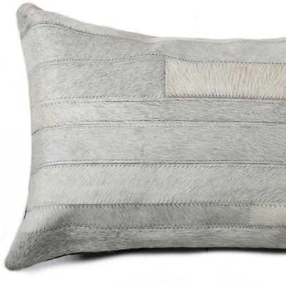 12" X 20" Gray Cowhide Throw Pillow HomeRoots