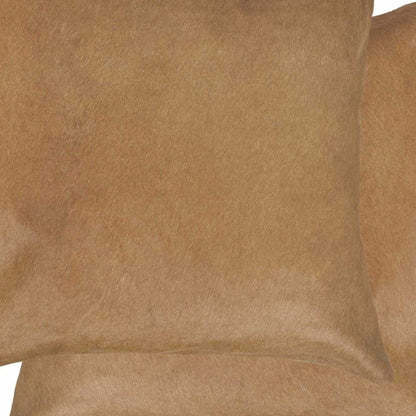 Set of Two 18" Tan Cowhide Throw Pillows HomeRoots