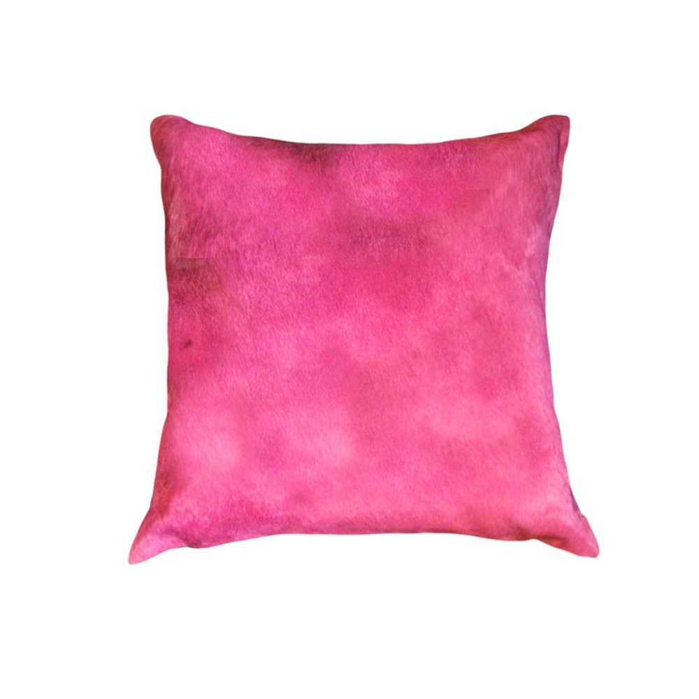 Set of Two 18" Fuchsia Cowhide Throw Pillows — view 2