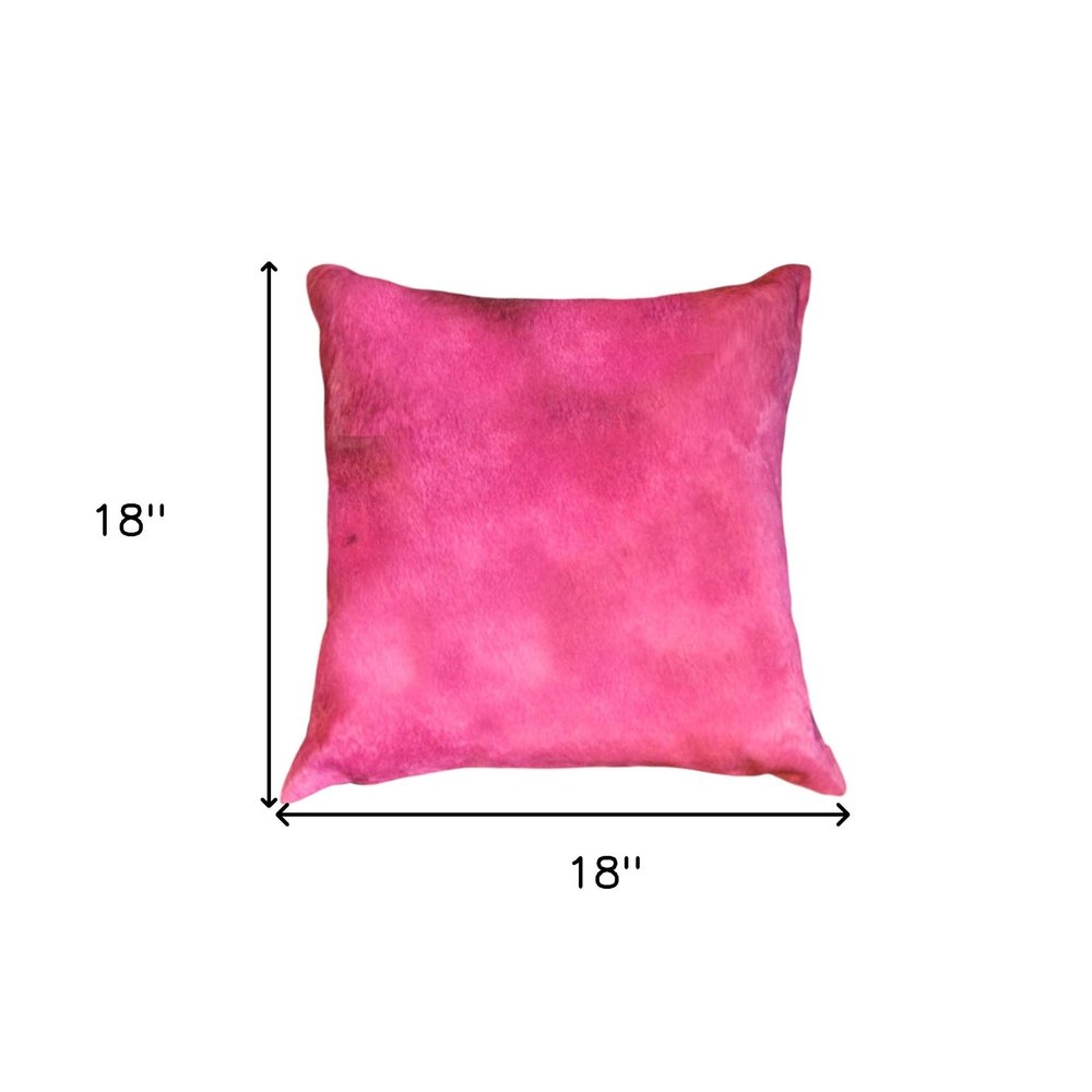 Set of Two 18" Fuchsia Cowhide Throw Pillows — view 4