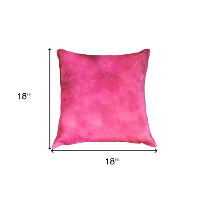 Set of Two 18" Fuchsia Cowhide Throw Pillows HomeRoots