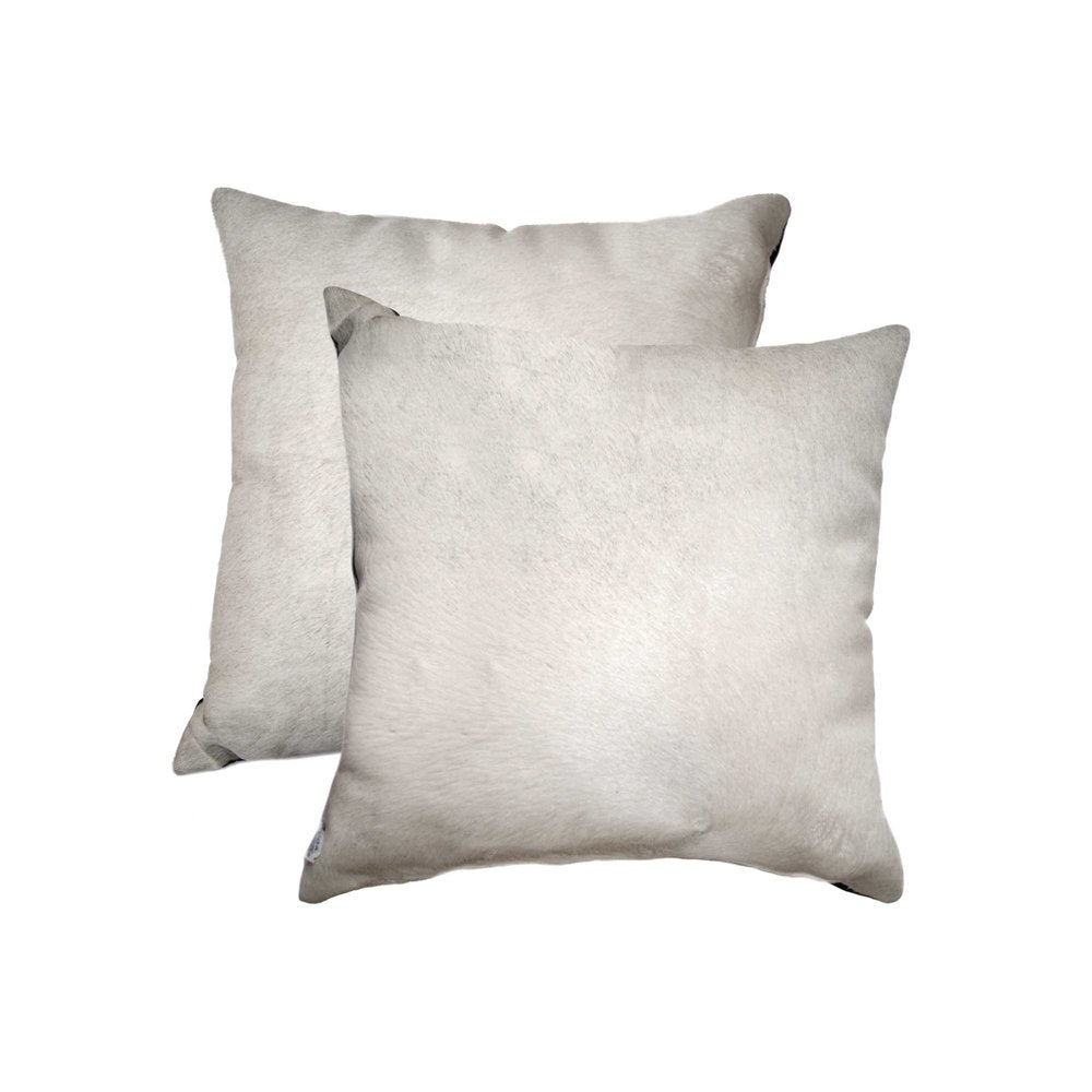 Set of Two Off White Cowhide Throw Pillow — view 1