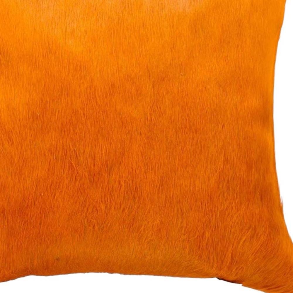 Set of Two 18" Orange Genuine Cowhide Throw Pillows HomeRoots