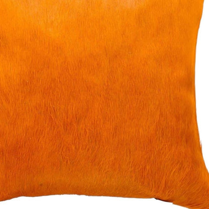 Set of Two 18" Orange Genuine Cowhide Throw Pillows HomeRoots