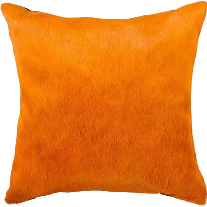 Set of Two 18" Orange Genuine Cowhide Throw Pillows HomeRoots