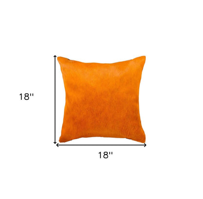 Set of Two 18" Orange Genuine Cowhide Throw Pillows HomeRoots
