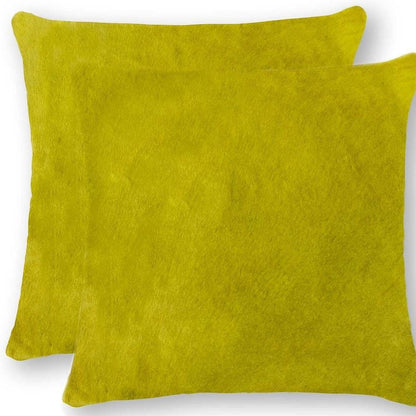 Set of Two 18" Yellow Cowhide Throw Pillows HomeRoots