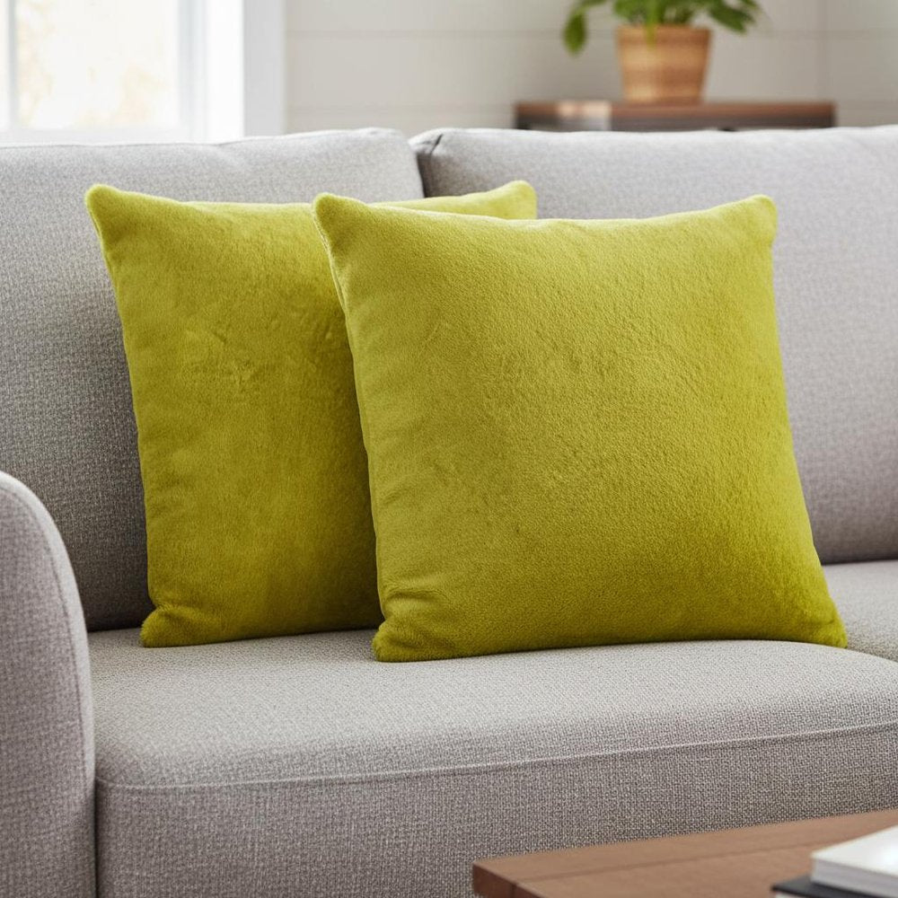 Set of Two 18" Yellow Cowhide Throw Pillows — view 5