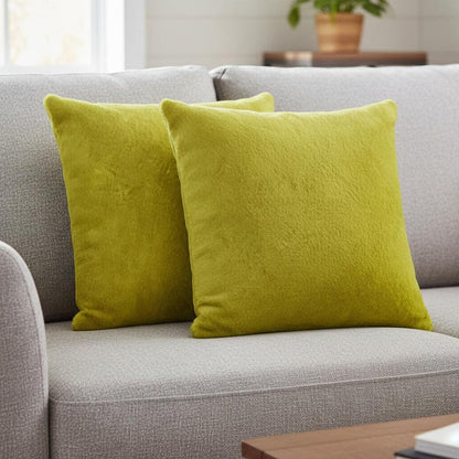 Set of Two 18" Yellow Cowhide Throw Pillows HomeRoots