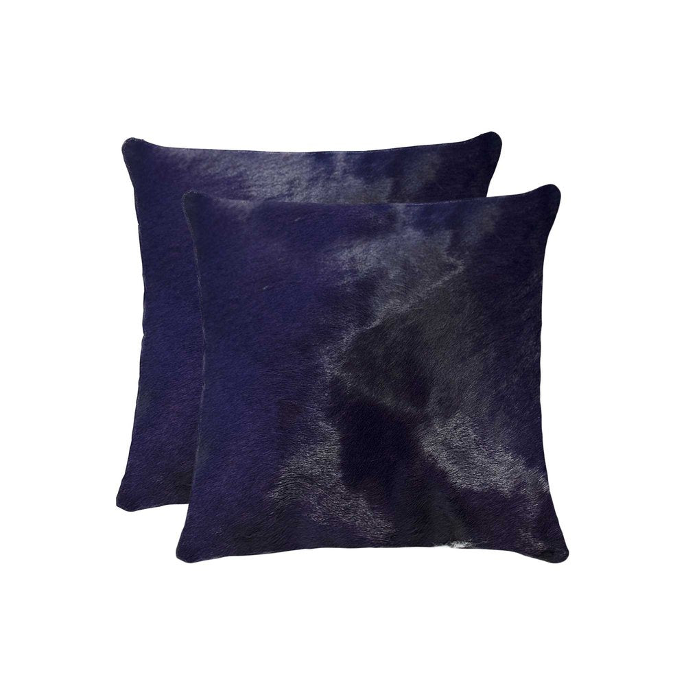 Set of Two 18" Navy Cowhide Throw Pillow — view 1