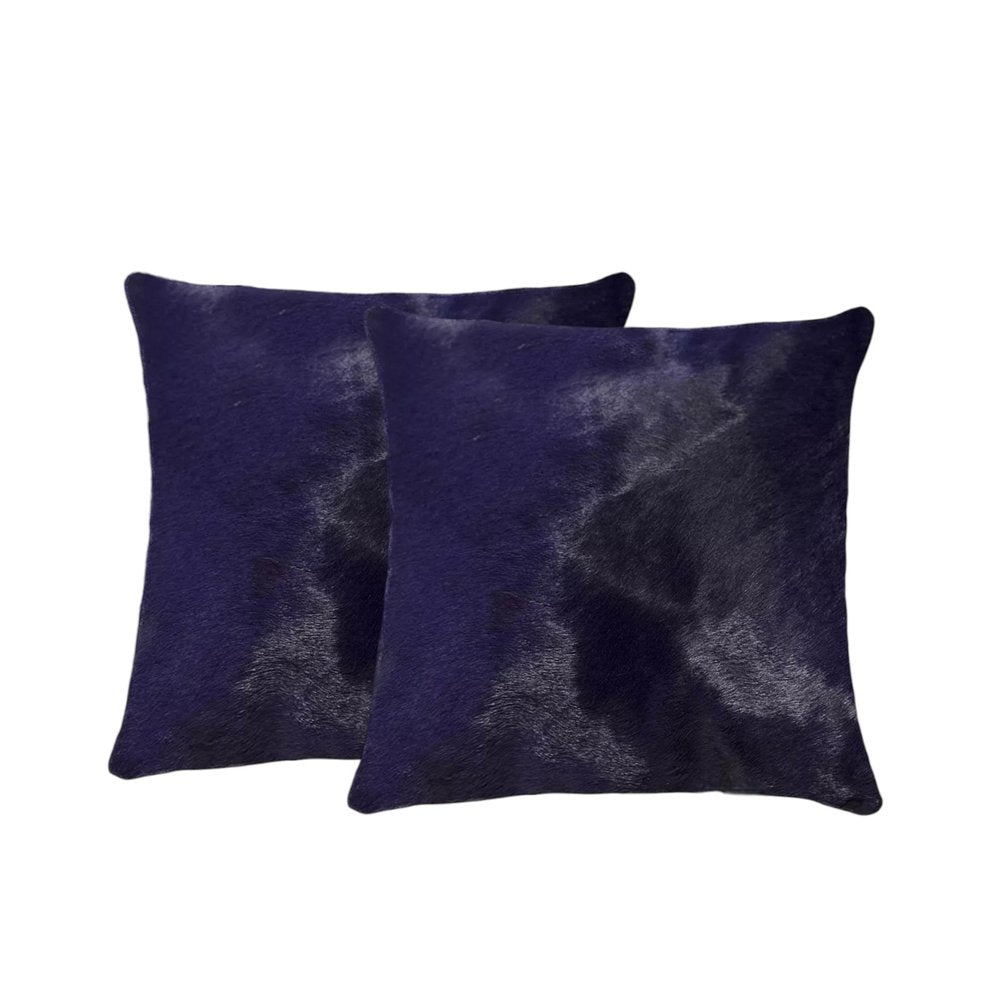 Set of Two 18" Navy Cowhide Throw Pillow — view 4