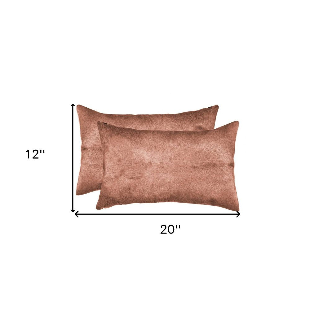 Set of Two 12" X 20" Brown Cowhide Throw Pillow — view 5