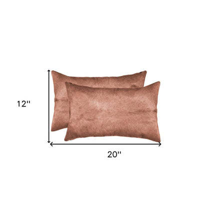 Set of Two 12" X 20" Brown Cowhide Throw Pillow HomeRoots