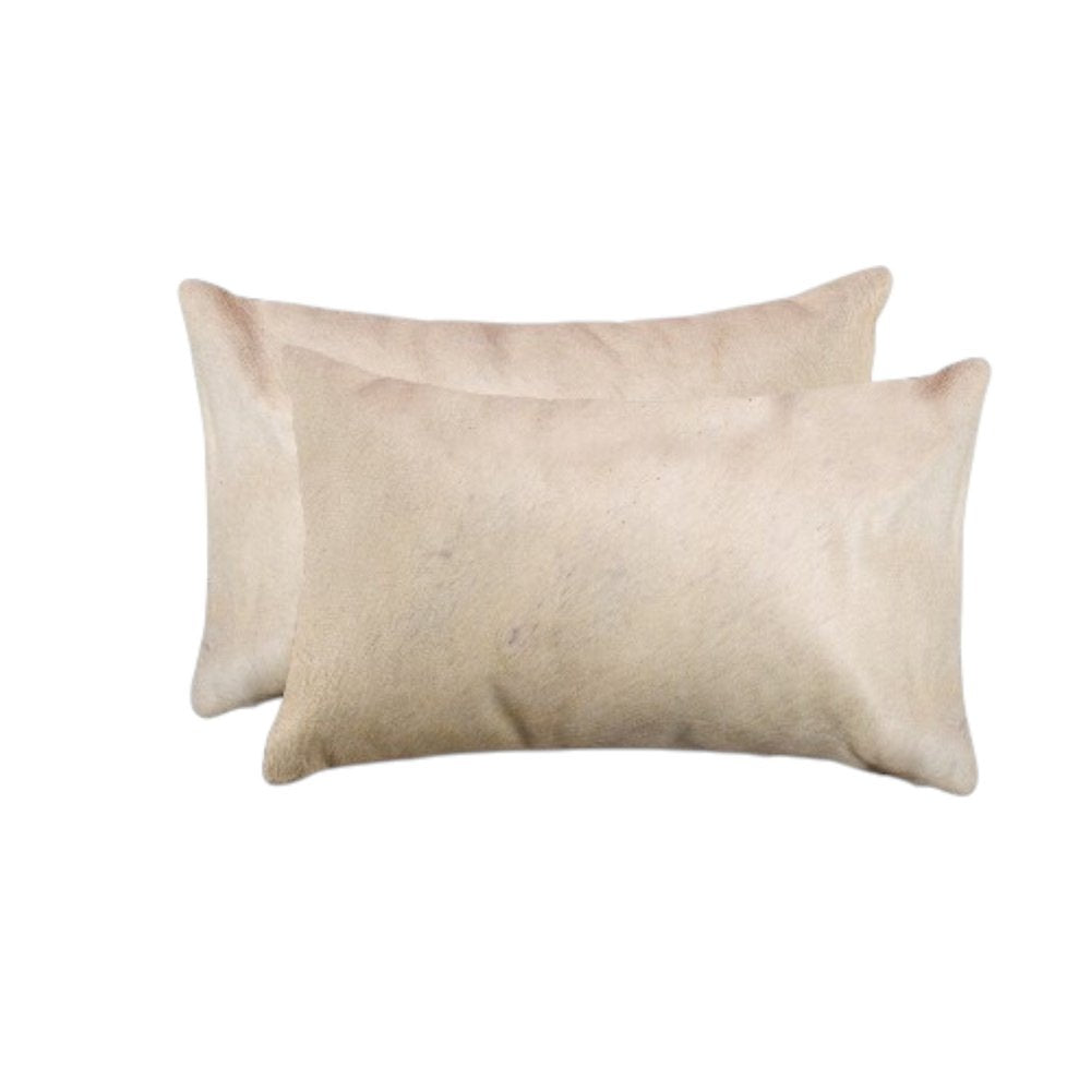 Set of Two 12" X 20" Tan Cowhide Throw Pillows HomeRoots