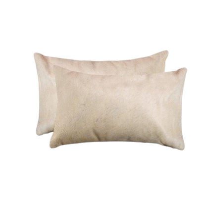 Set of Two 12" X 20" Tan Cowhide Throw Pillows HomeRoots