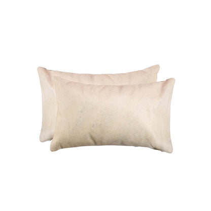 Set of Two 12" X 20" Natural Cowhide Throw Pillow HomeRoots