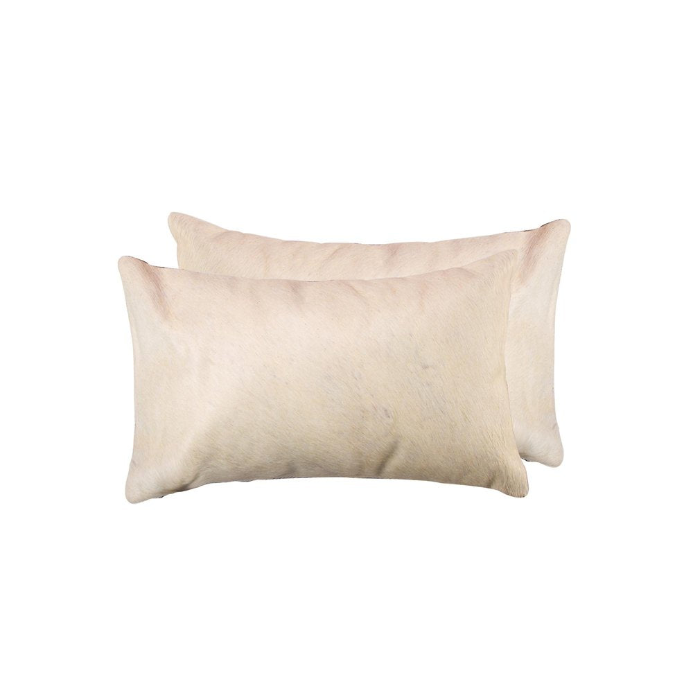 Set of Two 12" X 20" Natural Cowhide Throw Pillow — view 3